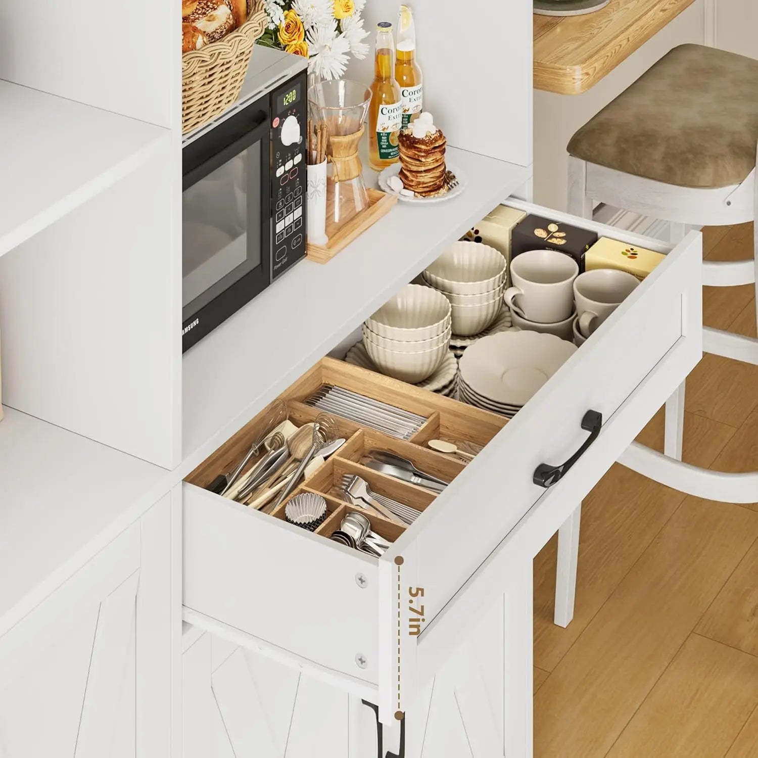 71" Tall Kitchen Pantry Storage Cabinet with Barn Doors Kitch - Loft&Timber