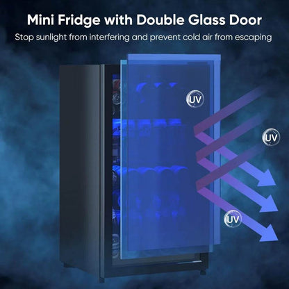Beverage Fridge, Mini Fridge With Glass Door - Loft&Timber