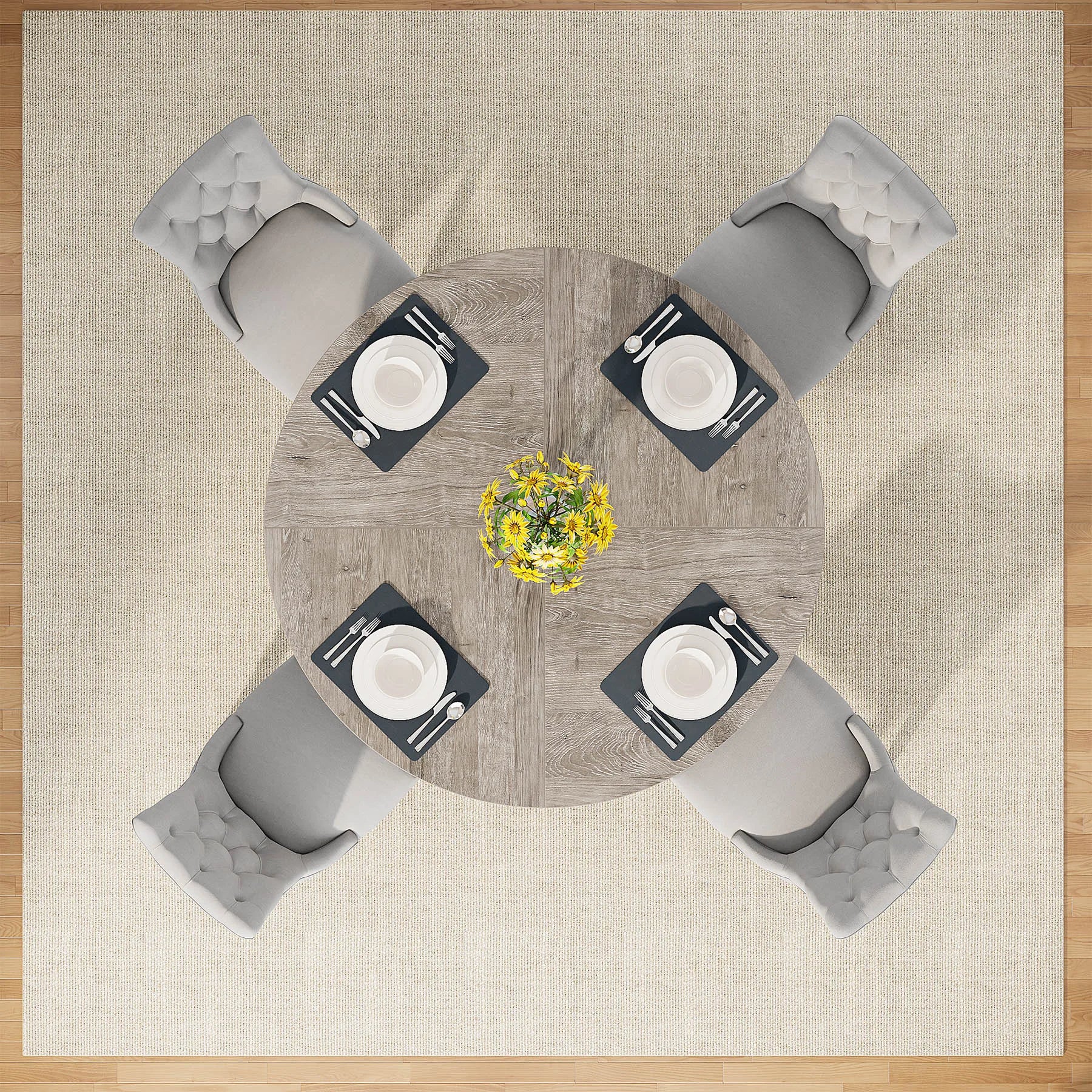 Tribesigns Round Dining Table for 4, 47" - Loft&Timber