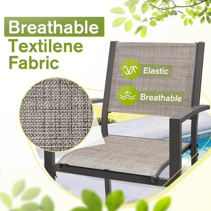 Patio Dining Set 7 Pieces Outdoor Furniture with Large Table and 6 Textilene Chairs - Loft&Timber