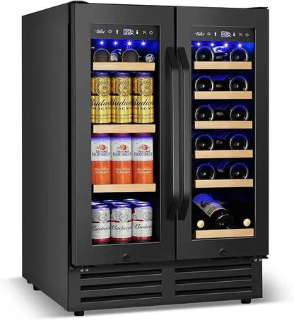 Wine and Beverage Refrigerator Black, 24 Inch Beverage Cooler - Loft&Timber