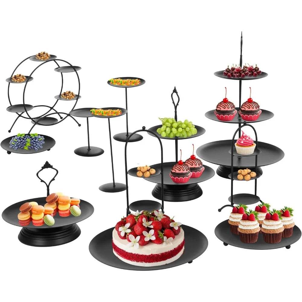 12 Pcs White/Black Cake Stand Set - Loft&Timber