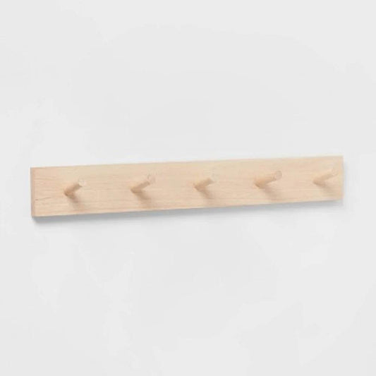 Wooden Wall Mounted Hook Rack 5 Pegs - Loft&Timber