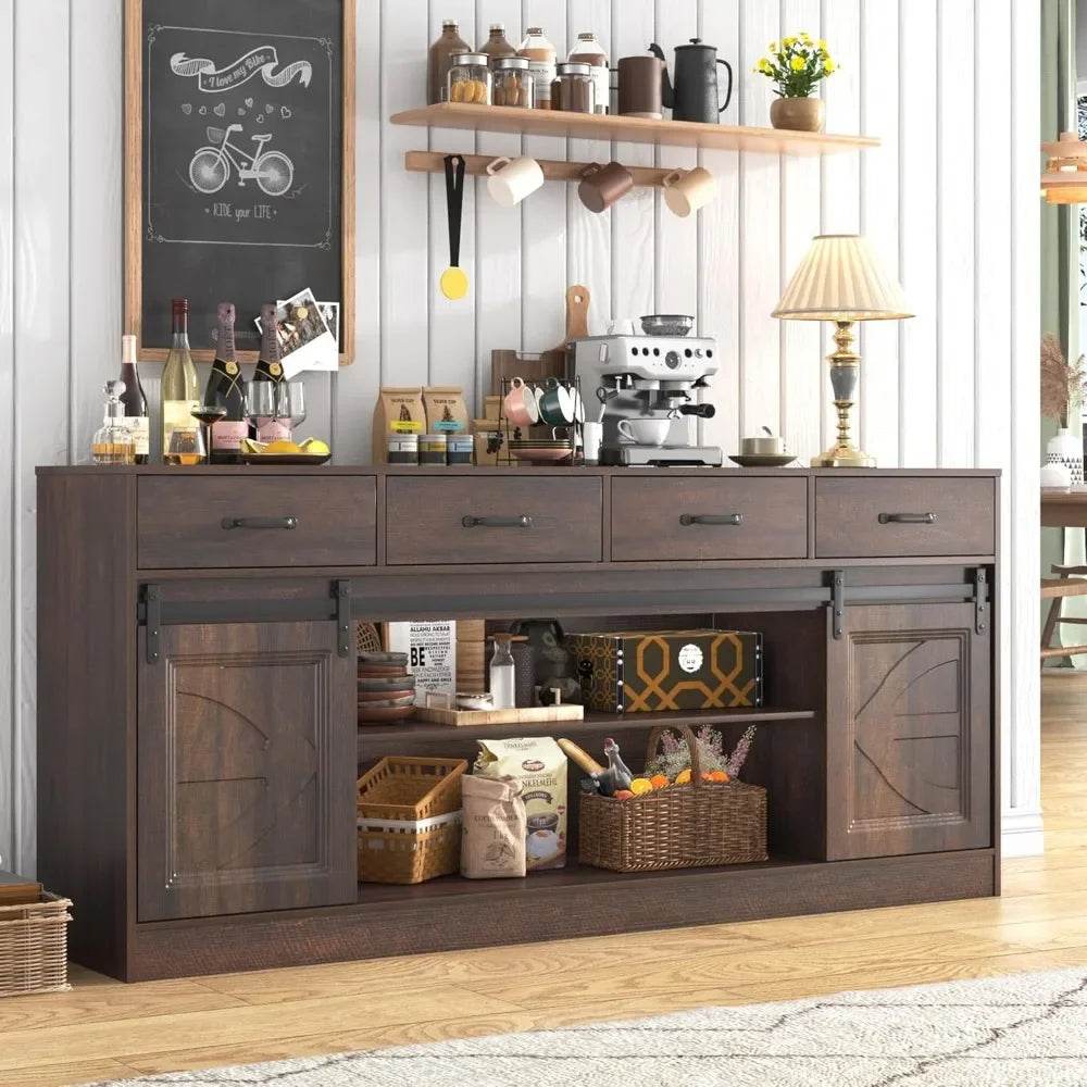 70” Large Sideboard Buffet Cabinet with Storage with 4 Drawers - Loft&Timber