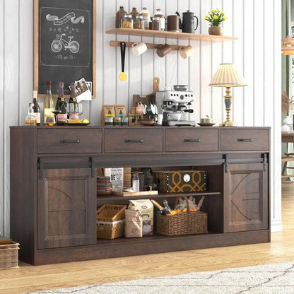 70” Large Sideboard Buffet Cabinet with Storage with 4 Drawers - Loft&Timber