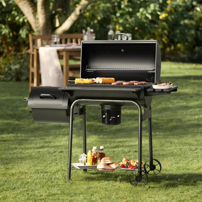 Charcoal Grill, Outdoor BBQ Grill with Offset Smoker and Side Table for Garden and Parties - Loft&Timber