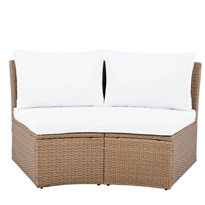 10-Piece Outdoor Sectional Rattan Sofa Set, White - Loft&Timber