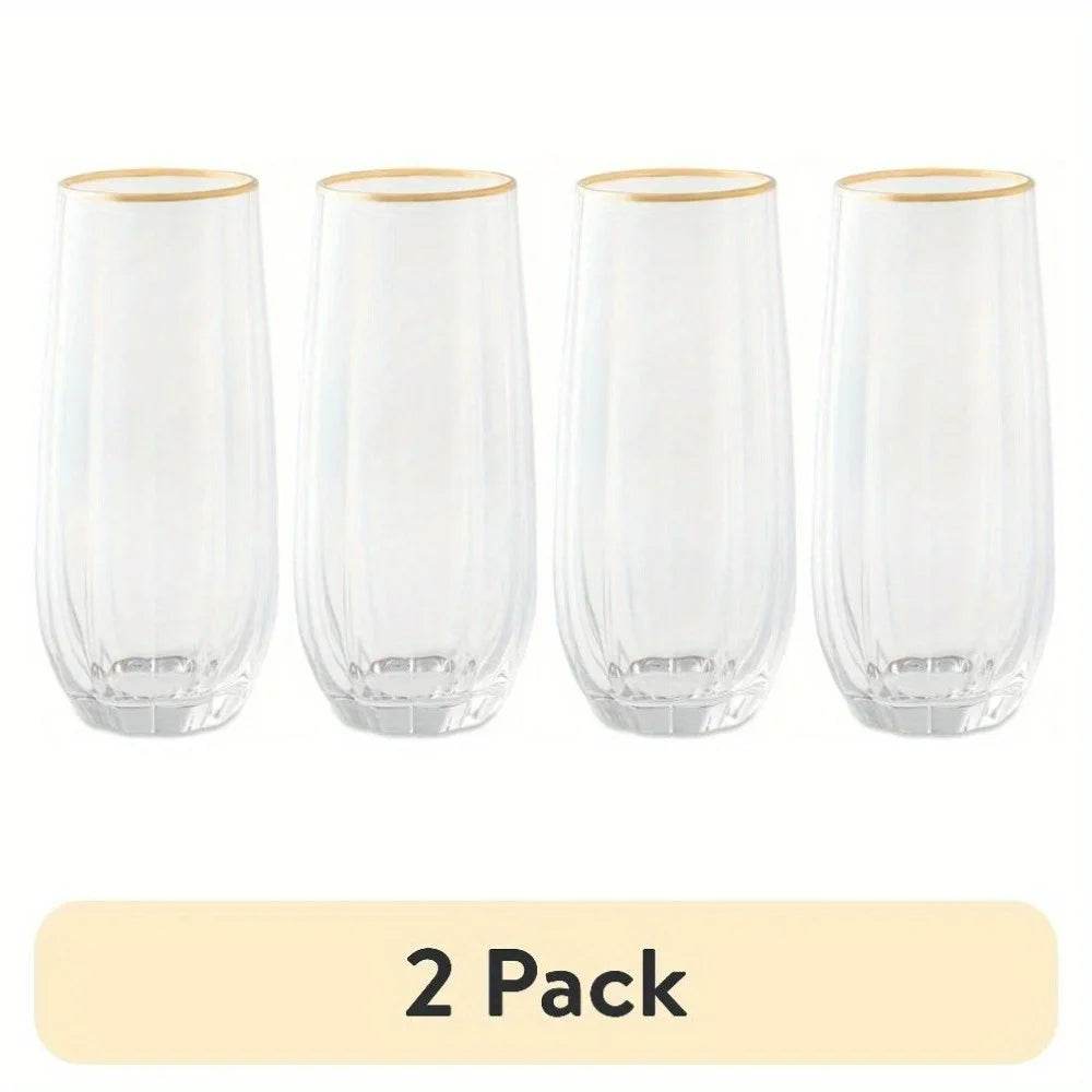 4-Piece Scalloped Stemless Flute Sets - Loft&Timber
