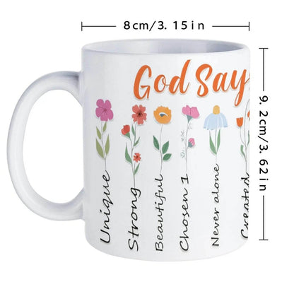 God Says You Are Ceramic Coffee Mug Bible Verse Drinkware, 330ml Cup - Loft&Timber