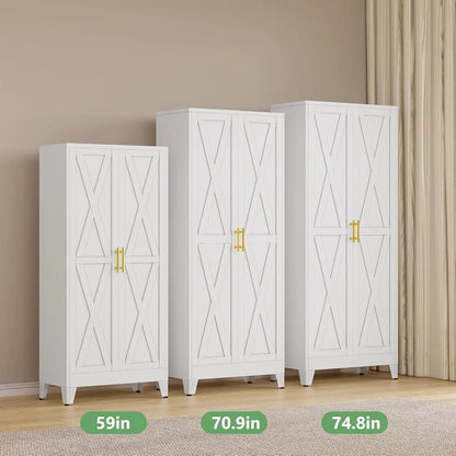 Tall Pantry Cabinet 75" H with Doors and Shelves - Loft&Timber