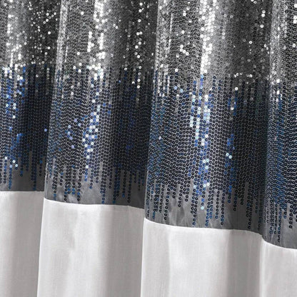 Lush Decor Night Sky Shower Curtain, 72 Inch Width x 84 Inch Height, Navy Blue and White Sequin - Loft&Timber