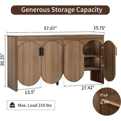 Fluted Sideboard Cabinet with Storage with Adjustable Shelves - Loft&Timber