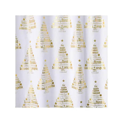 White Holiday Shower Curtain with Gold Foil Print - Loft&Timber