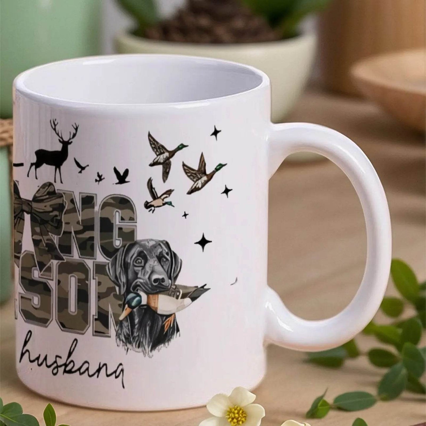 Hello Hunting Season Goodbye Husband Ceramic Coffee Mug Bible Verse Ceramic Cup, 330ml White Ceramic Sublimation Cup - Loft&Timber