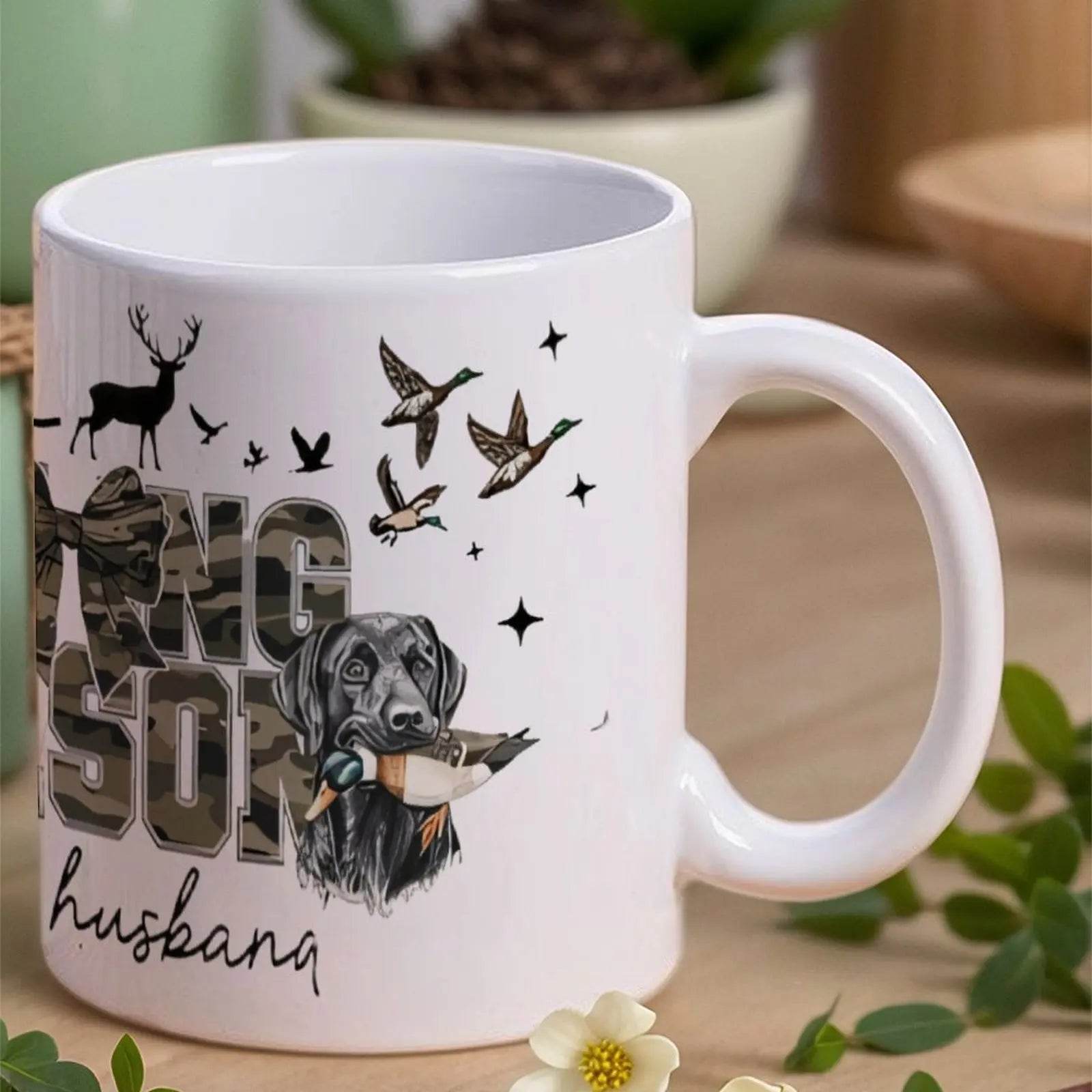 Hello Hunting Season Goodbye Husband Ceramic Coffee Mug Bible Verse Ceramic Cup, 330ml White Ceramic Sublimation Cup - Loft&Timber