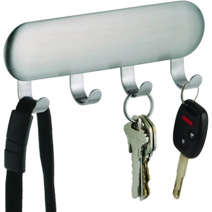Self-Adhesive Stainless Steel Key Rack Organizer with 4 Hooks - Loft&Timber