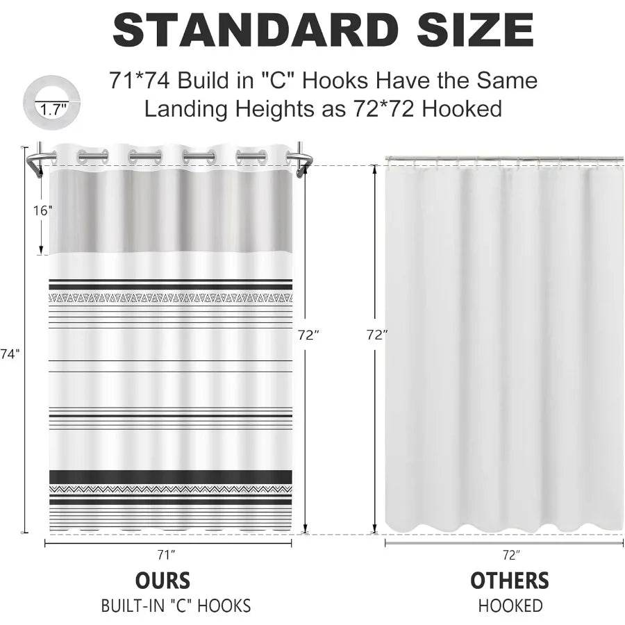 Modern Boho Black Striped Shower Curtain