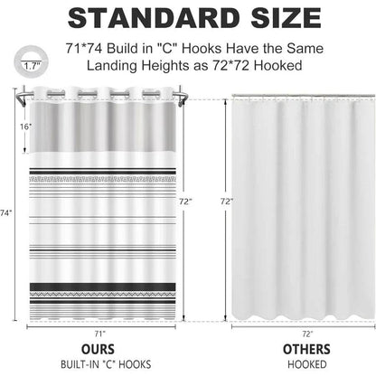 Modern Boho Black Striped Shower Curtain