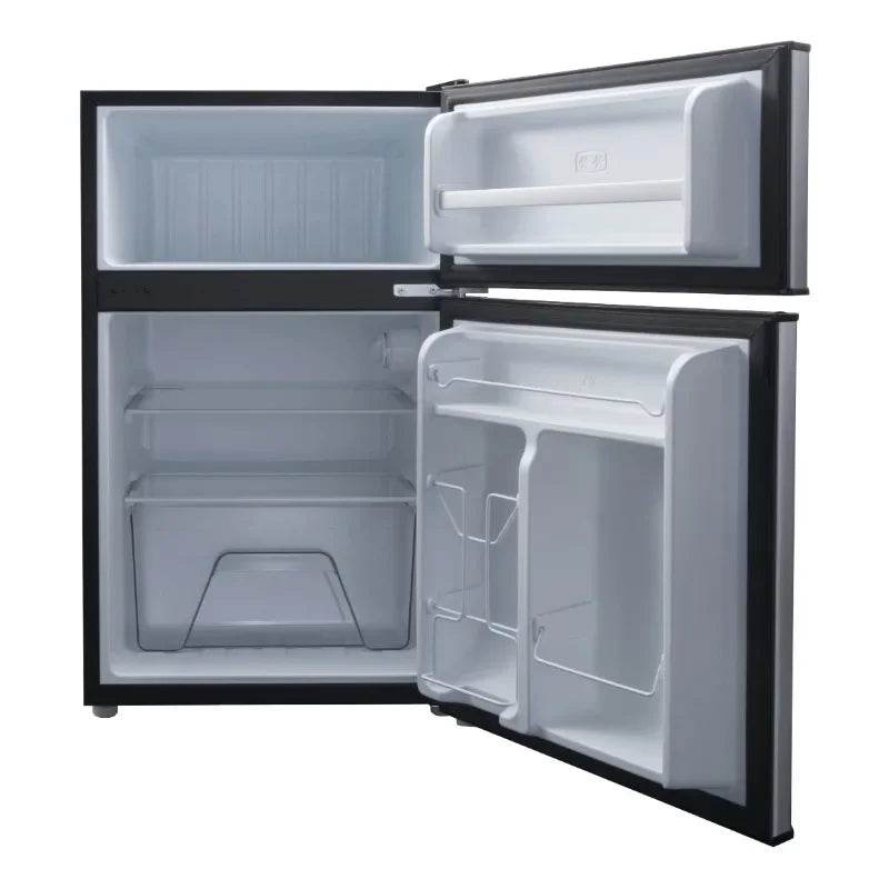 Galanz 3.1 Cu ft Two Door Mini Fridge with Freezer, Stainless, Estar - Loft&Timber