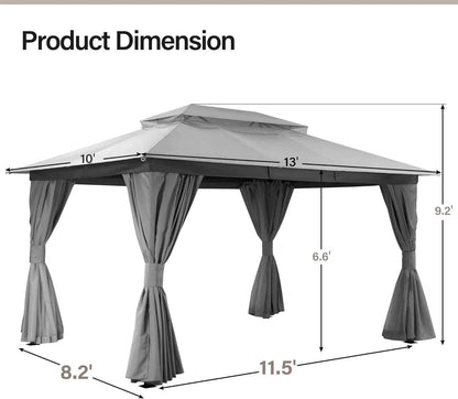 LAUSAINT HOME Outdoor Patio Gazebo 10'x13' with Expansion Bolts - Loft&Timber