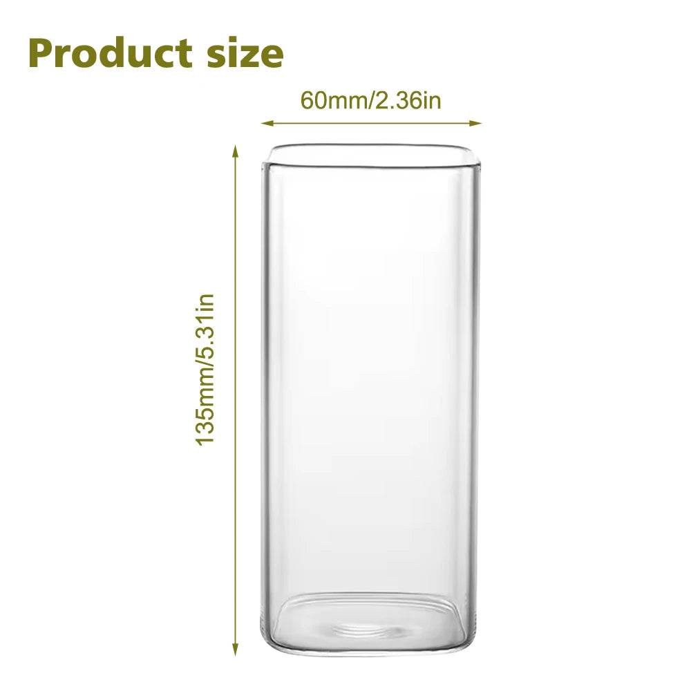 2Pcs Glass Water Cup with Lid and Straw 400ML - Loft&Timber