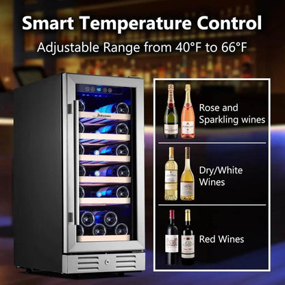 15 Inch Wine Cooler Refrigerator - 30 Bottle - Loft&Timber