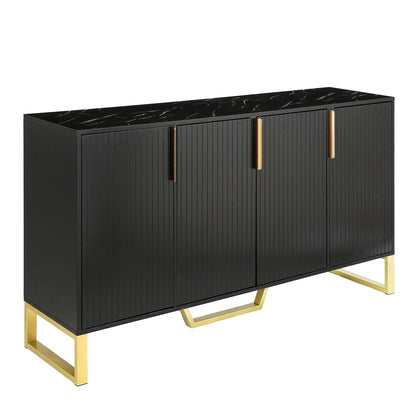 Modern sideboard with Four Doors; Metal handles & Legs - Loft&Timber