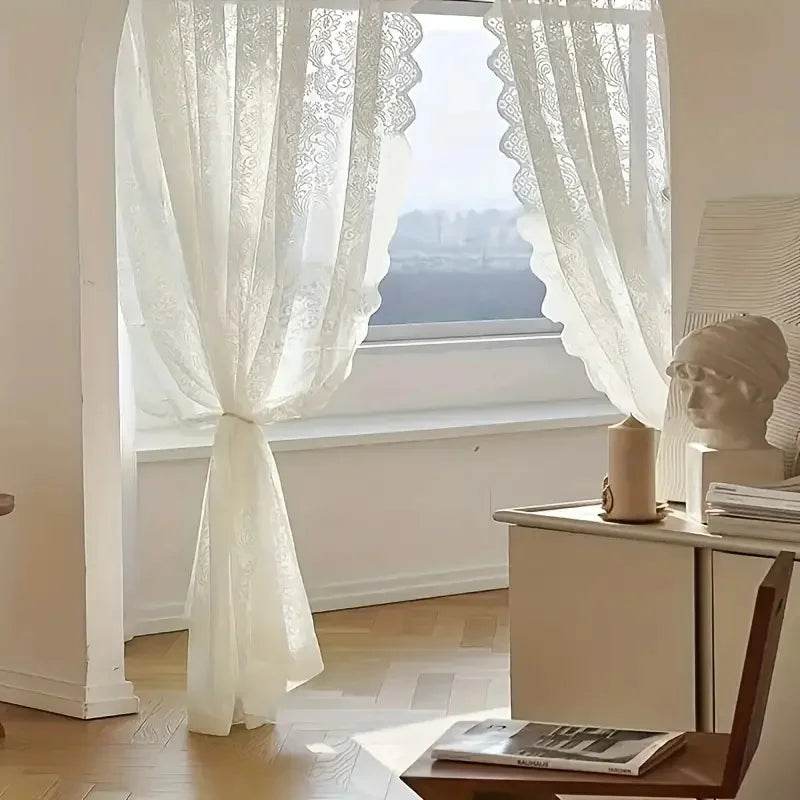 1pc elegant phoenix tail lace chiffon curtain - Loft&Timber