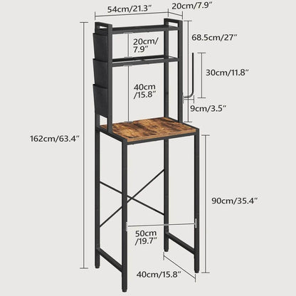 Bakers Rack with Mini Fridge Shelf, 3-Tier Microwave Stand, Coffee Bar Station with Paper Holder