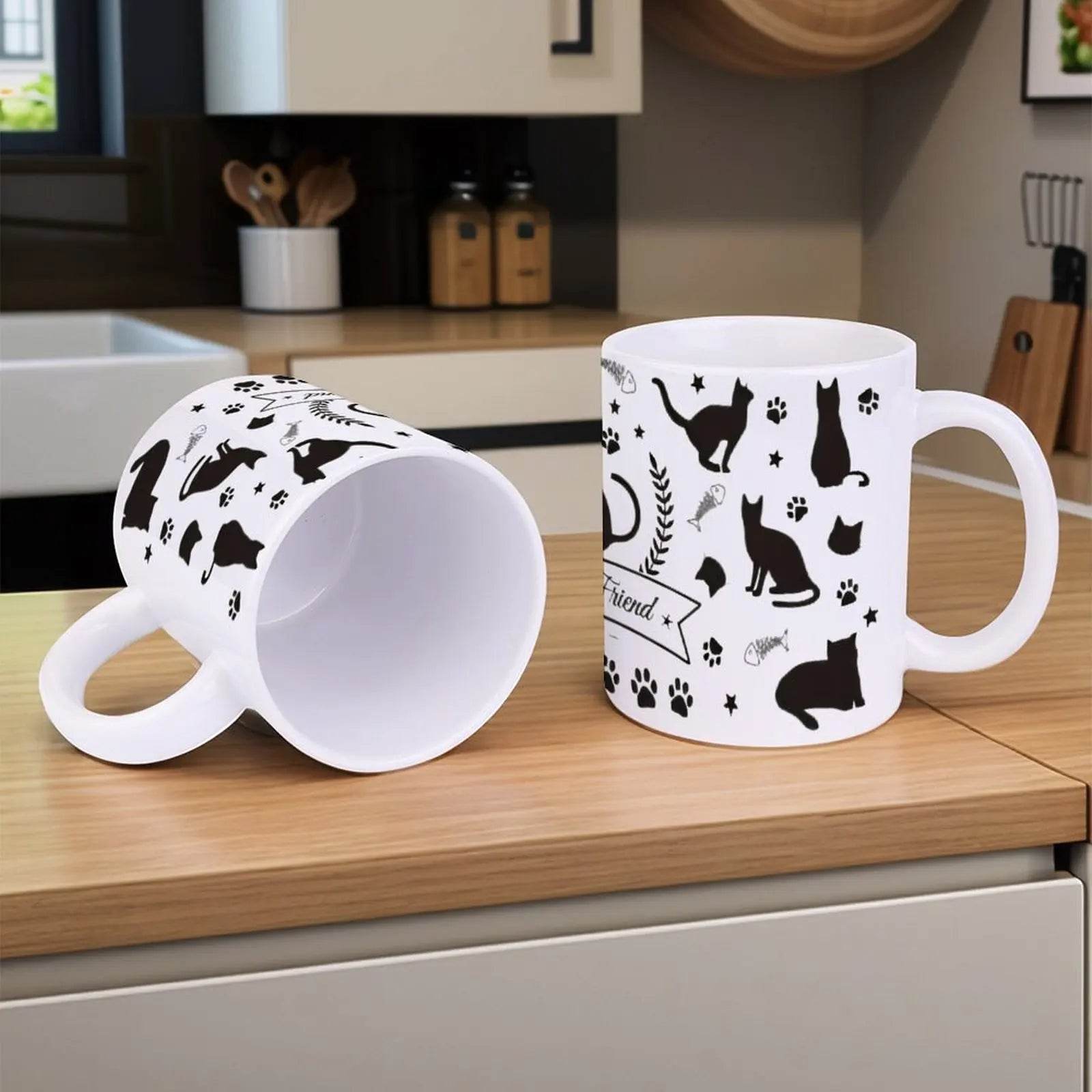 Image Of Cats And Paw Prints Coffee Mug, 330ml Teacup - Loft&Timber