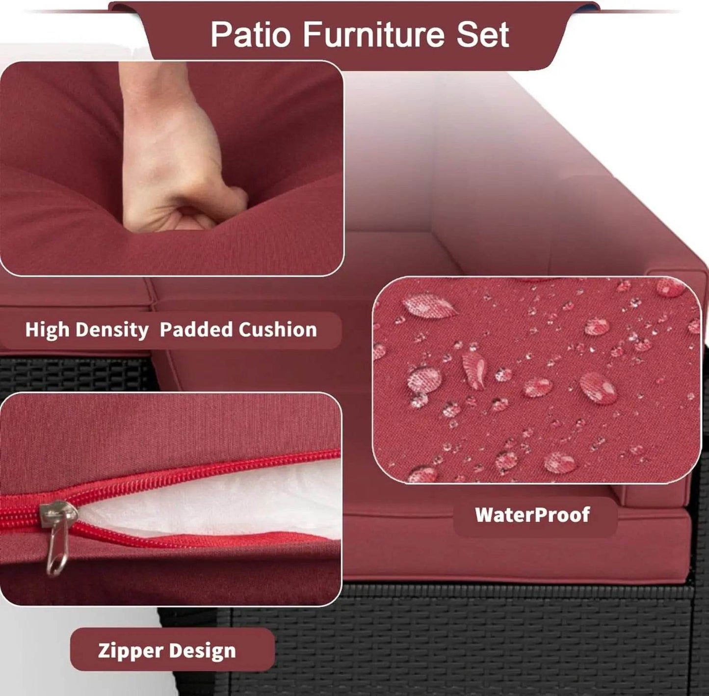 7Pc Patio Furniture Sets with Pillows & Coffee Table - Loft&Timber