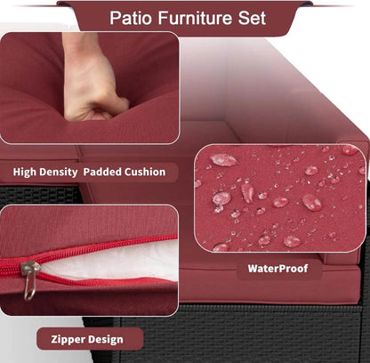 7Pc Patio Furniture Sets with Pillows & Coffee Table - Loft&Timber