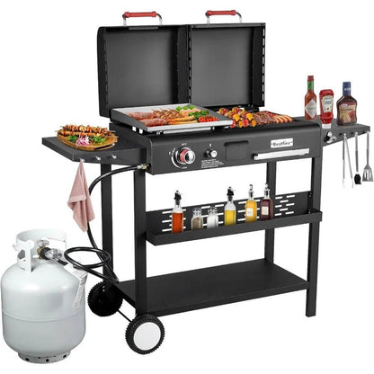 Dual Fuel Propane Gas Charcoal Grill Combo in Black - Loft&Timber