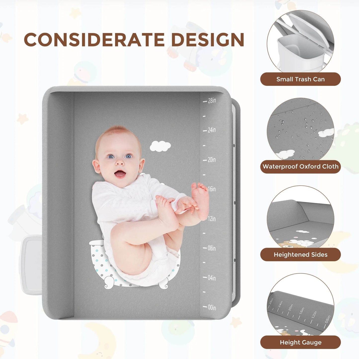 SEJOY Foldable Baby Changing With Wheels Adjustment - Loft&Timber