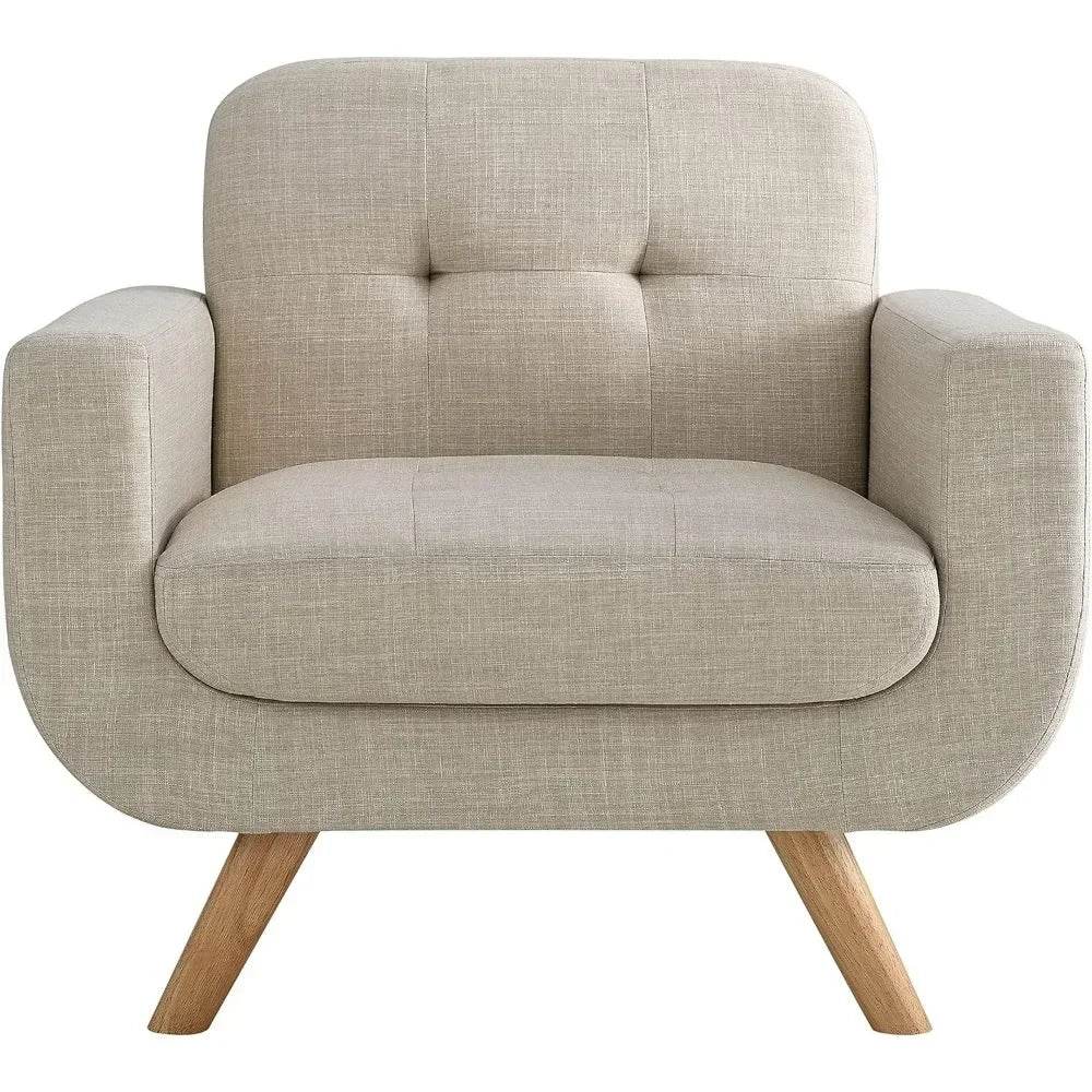 Elena Contemporary Accent Armchair with Linen Upholstery - Loft&Timber