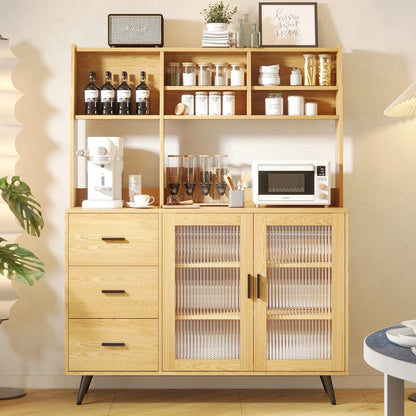 47" VOWNER Freestanding Hutch Storage Cabinet - Loft&Timber