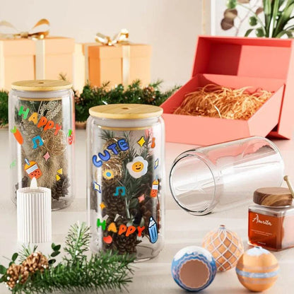 12Pcs Glass Cups with Lids and Straws 16oz - Loft&Timber