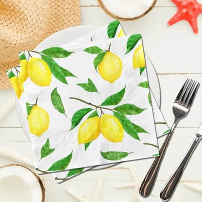 80 Pack Porcelain Pumpkins Guest napkins Disposable Blue Botanical Leaves - Loft&Timber