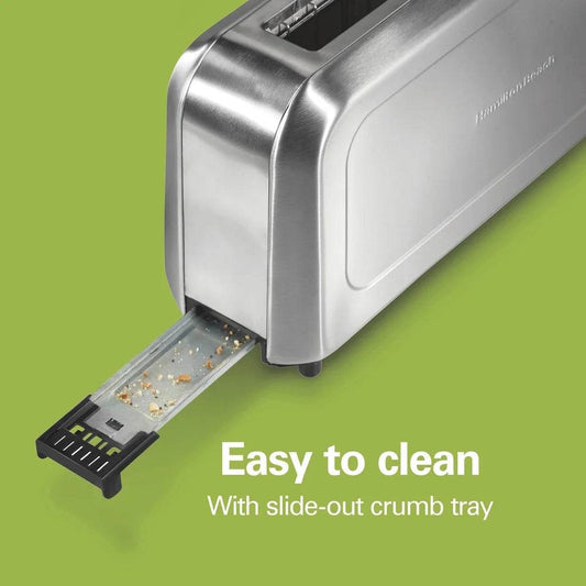 Stainless Steel Long-Slot Toaster 2-Slice Capacity with Bagel Button