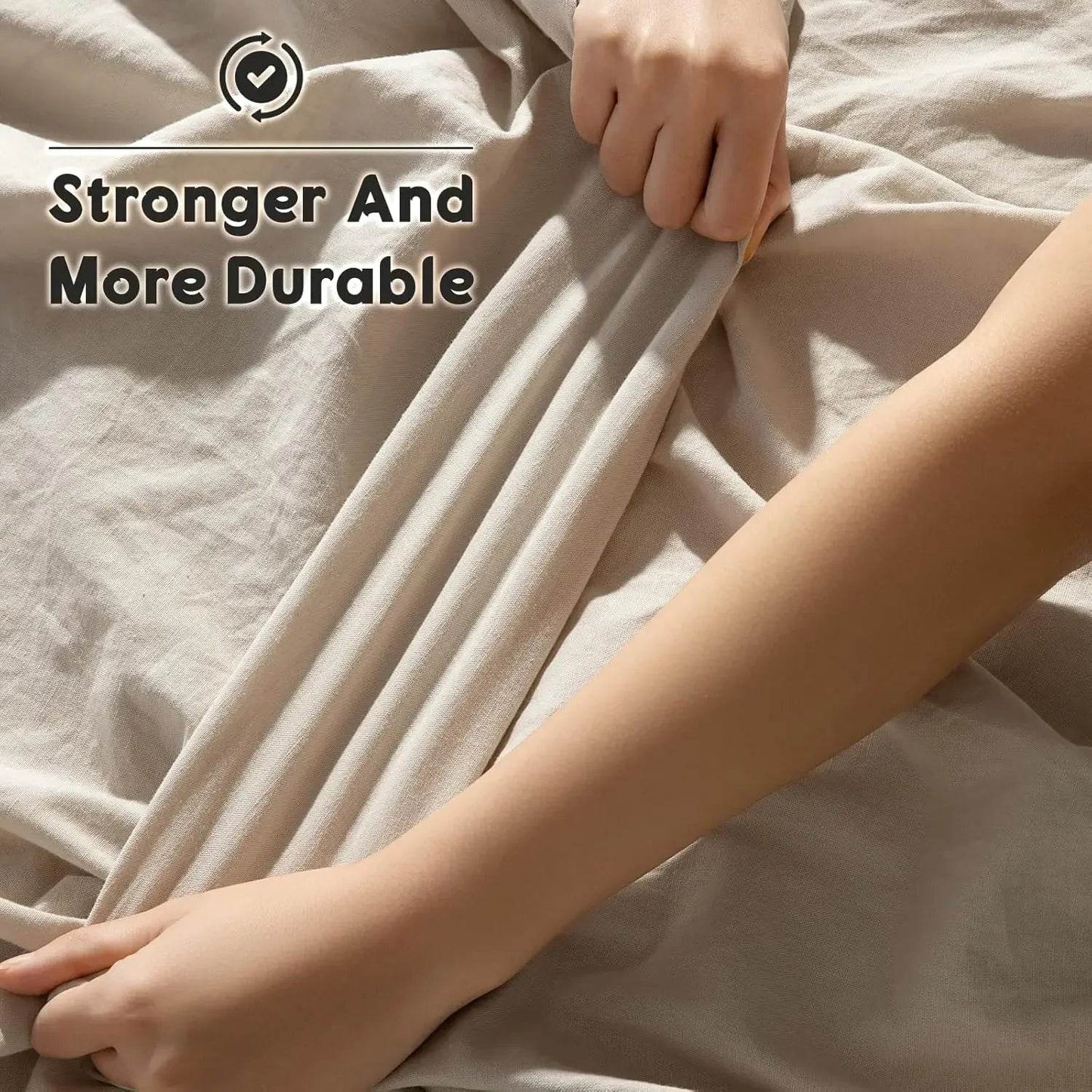 100% French Pure Linen Sheets, Breathable and Durable Line Queen Size Sheets - Loft&Timber