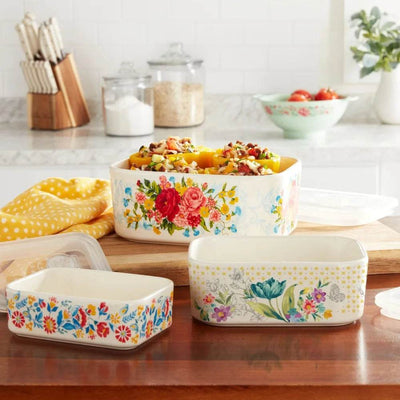 Sweet Rose Rectangular Ceramic Nesting Bowl Set, 6 Piece - Loft&Timber