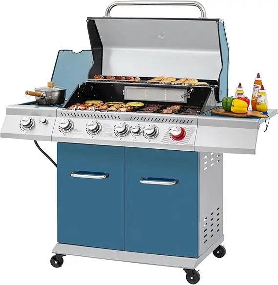 5-Burner Propane Gas Grill with Side and Rear Burners