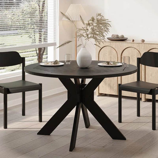 Sandee Dining Table, Round, Black - Loft&Timber