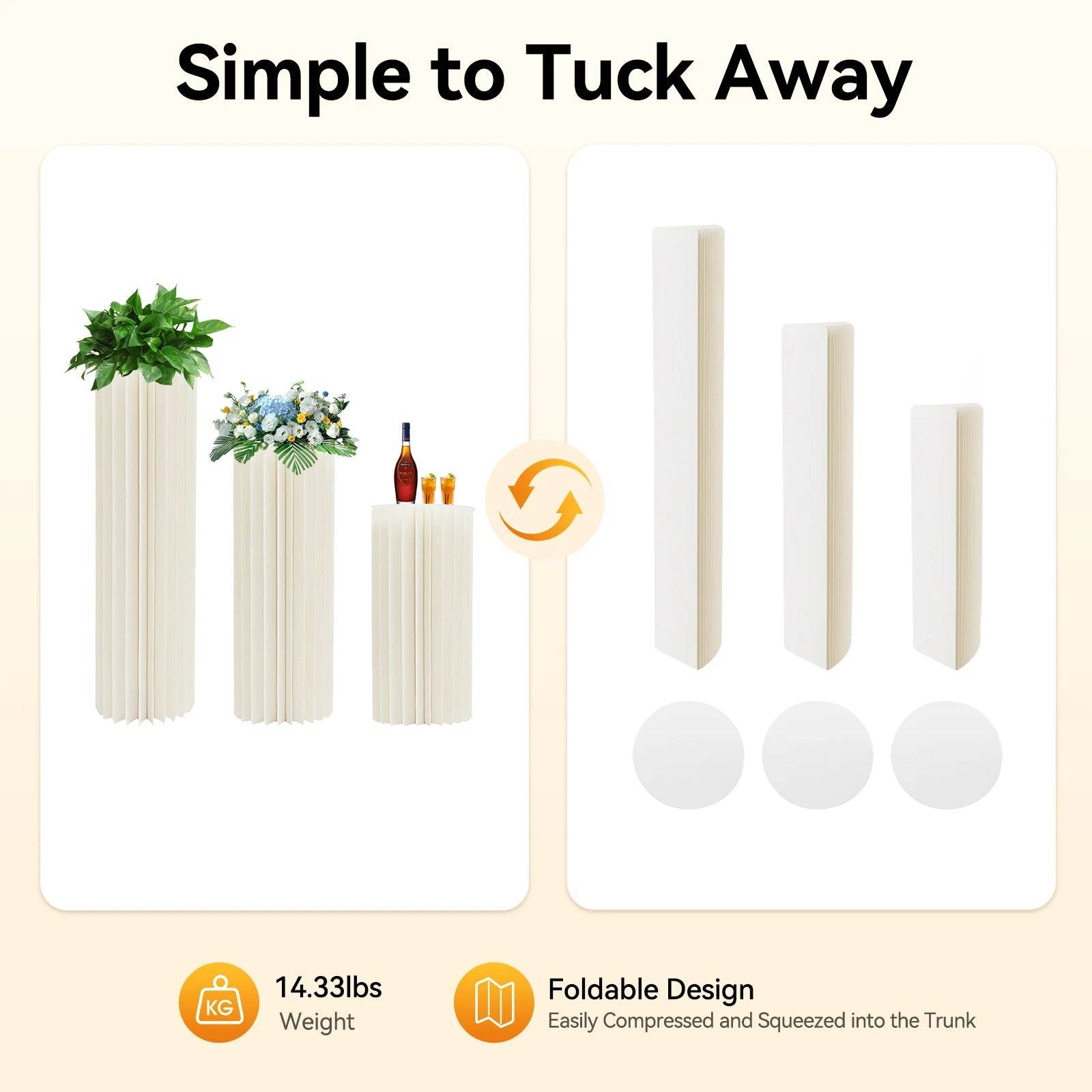 3-Tier Cardboard Centerpiece Stands, 60cm 80cm 100cm - Loft&Timber