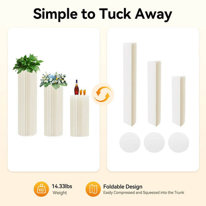 3-Tier Cardboard Centerpiece Stands, 60cm 80cm 100cm - Loft&Timber
