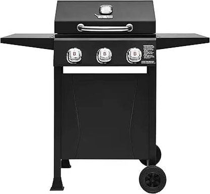 Brand-Man 3-Burner Propane Gas Grill, 27,000 BTU BBQ Grill with Porcelain-Enameled Grates, Built-In Thermometer, Side Shelves, H - Loft&Timber