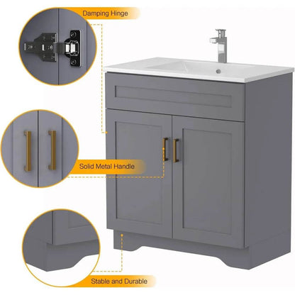 Compact 24-36 inch bathroom vanities with sink and storage drawers - Loft&Timber