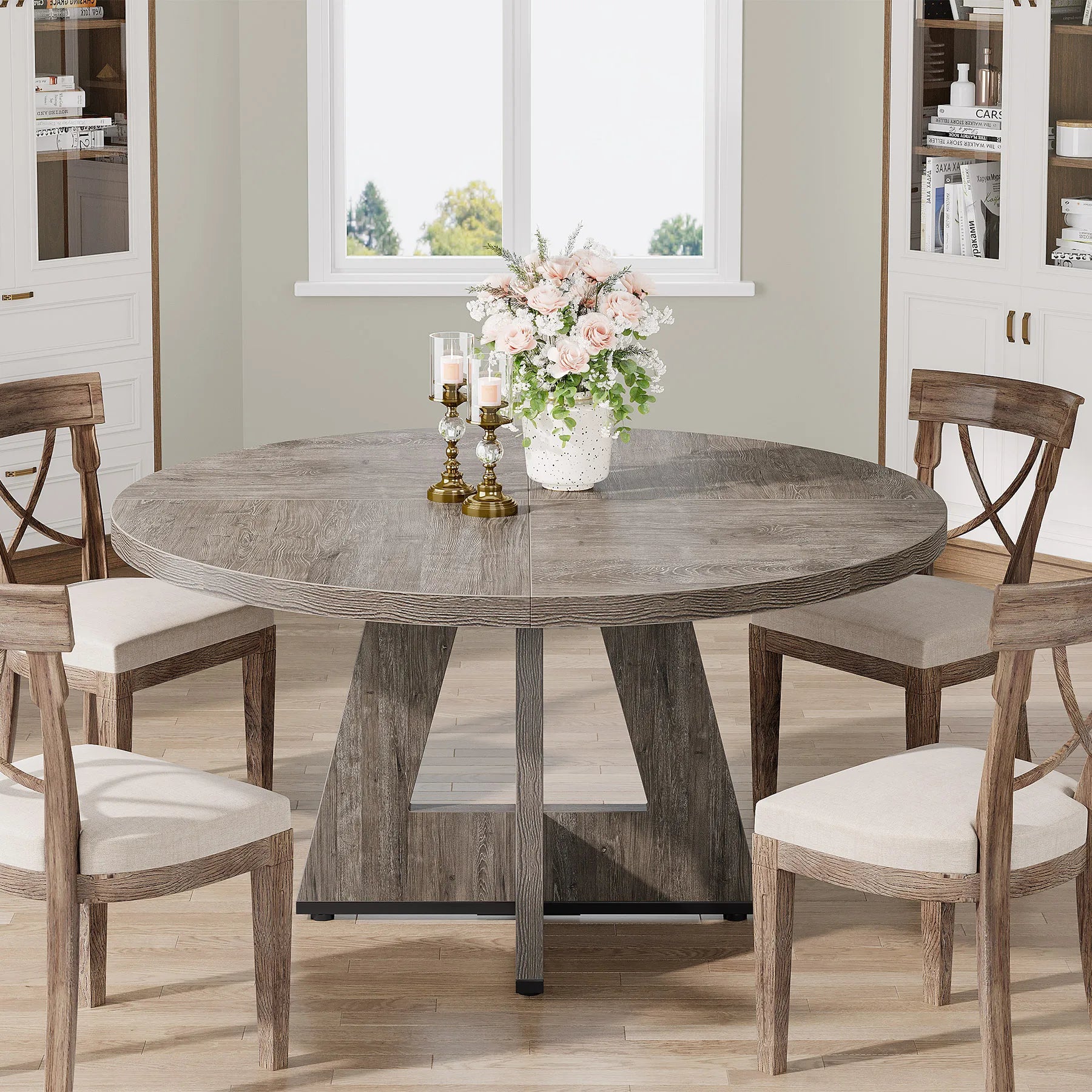 Tribesigns Round Dining Table for 4, 47" - Loft&Timber