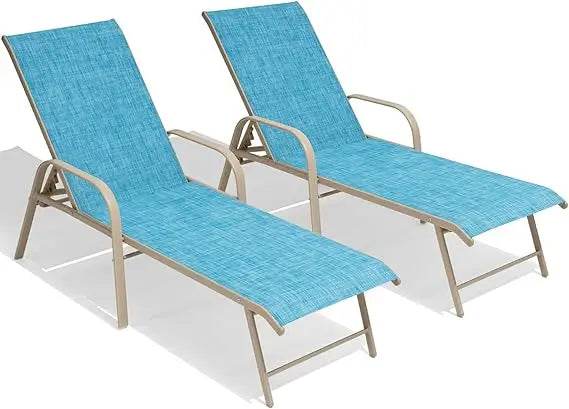 Chaise Lounge Chair Outdoor with Armrests, Set of 2 - Loft&Timber