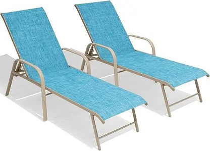 Chaise Lounge Chair Outdoor with Armrests, Set of 2 - Loft&Timber